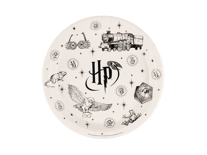 Harry Potter tallrikar beige 23 cm med Hogwarts Express och Harry Potter-motiv, 6-pack till Harry Potter-kalas och barnkalas
