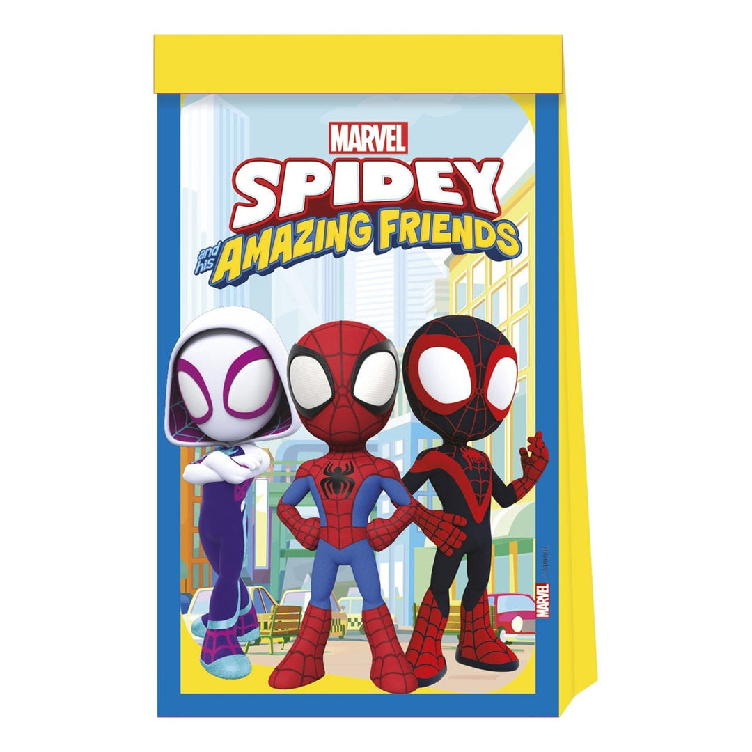 4 kalaspåsar med Spidey-tema till barnkalas