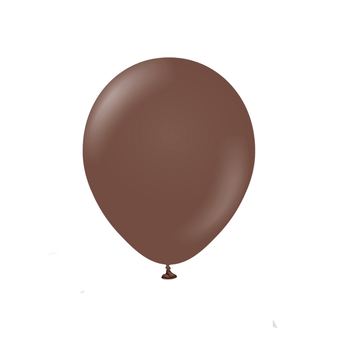 25-pack latexballonger i chokladbrun färg, 30 cm. Passar till kalas, fest och dekoration