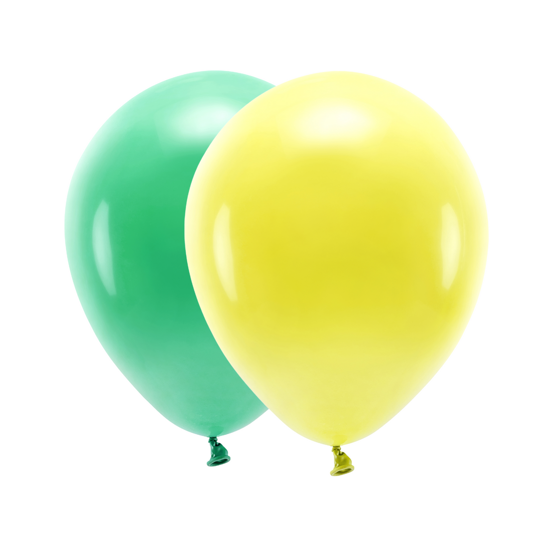 Latexballonger grön och gul 20-pack dekoration till barnkalas och temafest