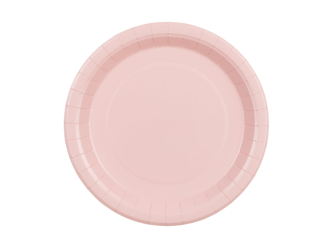 Ljusrosa papptallrikar 23cm 6-pack, för barnkalas, dop och fest