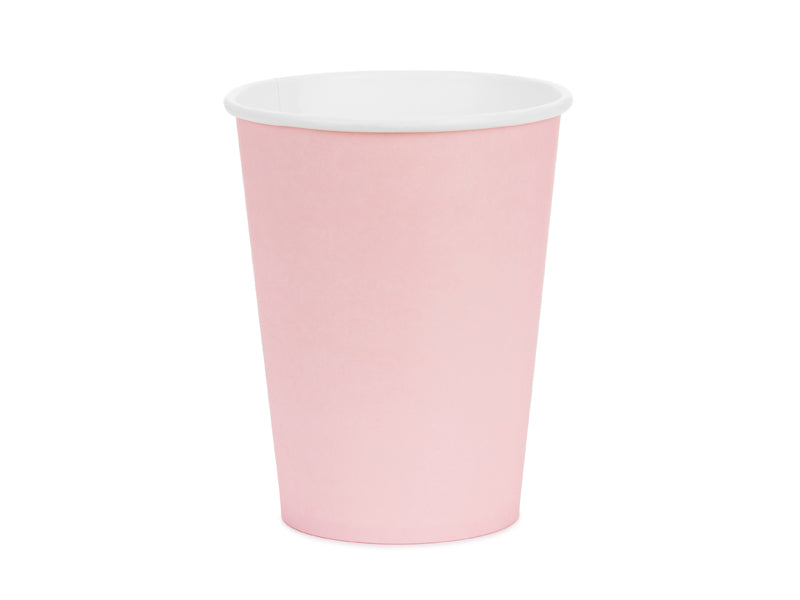 Ljusrosa pappersmuggar 6-pack, för barnkalas, dop och fest