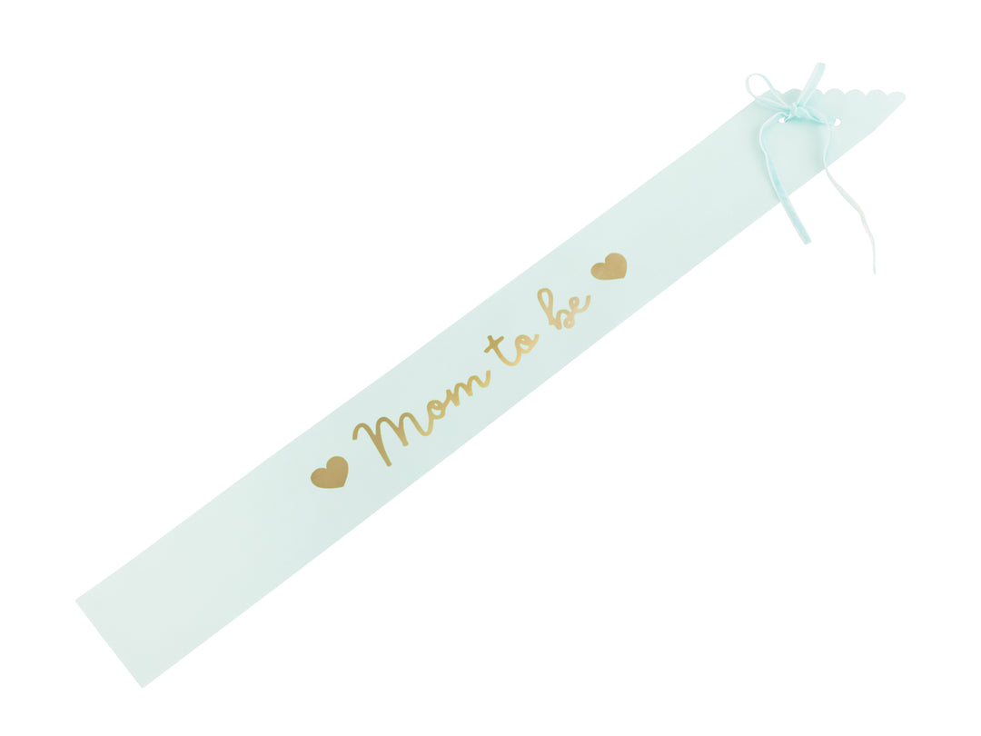 Ordensband i blått med texten mom to be till babyshower