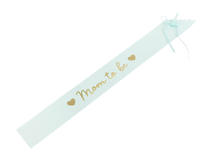 Ordensband i blått med texten mom to be till babyshower