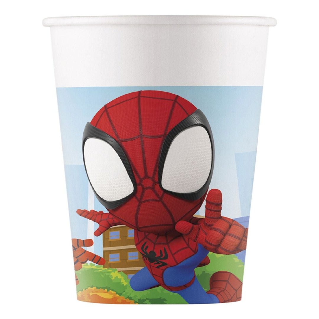 Pappmuggar med Spidey-motiv 8-pack, för barnkalas och fest