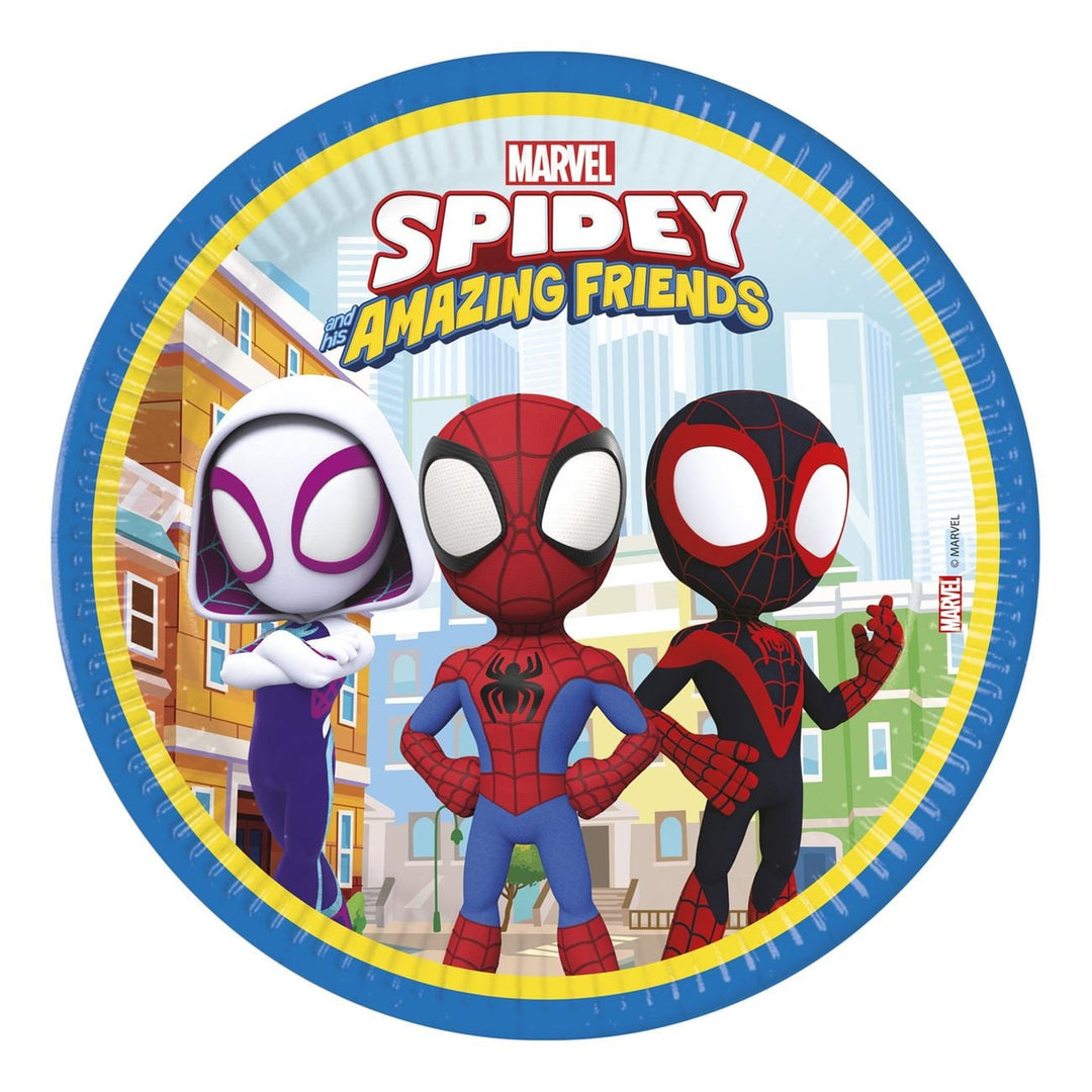 Papptallrikar med Spidey-motiv 8-pack, för barnkalas och fest
