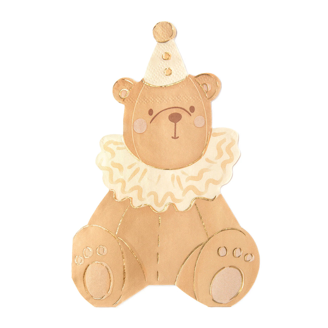 10-pack pappersservetter med nallebjörn i brun och beige färg, för barnkalas, dop och babyshower