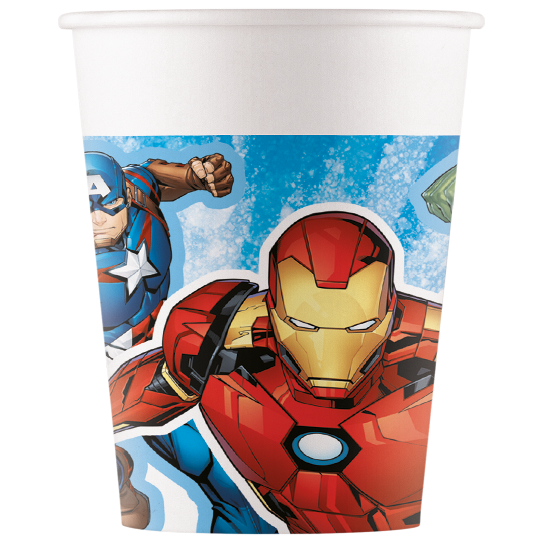 8-pack pappmuggar Avengers för barnkalas och superhjältekalas