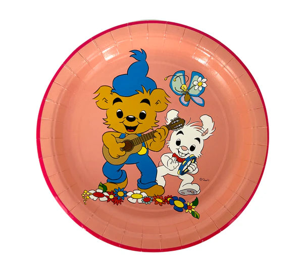 Papptallrik med motiv av Bamse och Lille Skutt, 8-pack. 