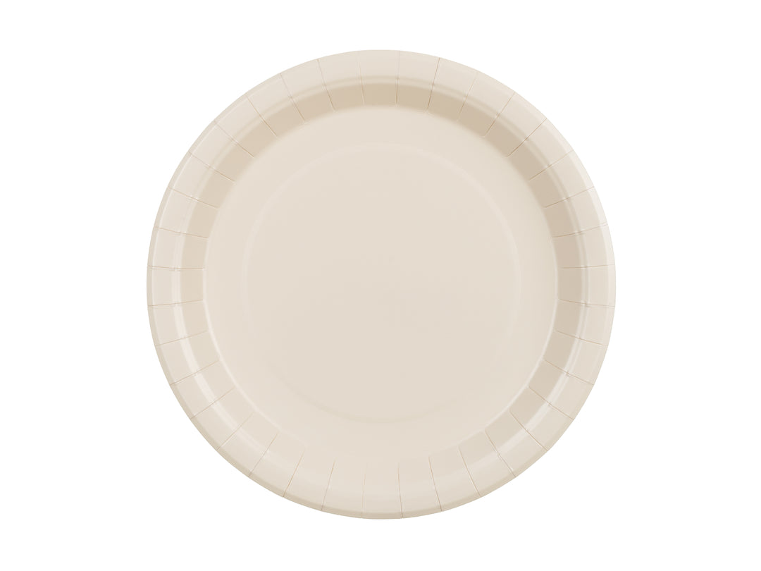 Beige papptallrik 23 cm till kalas och fest