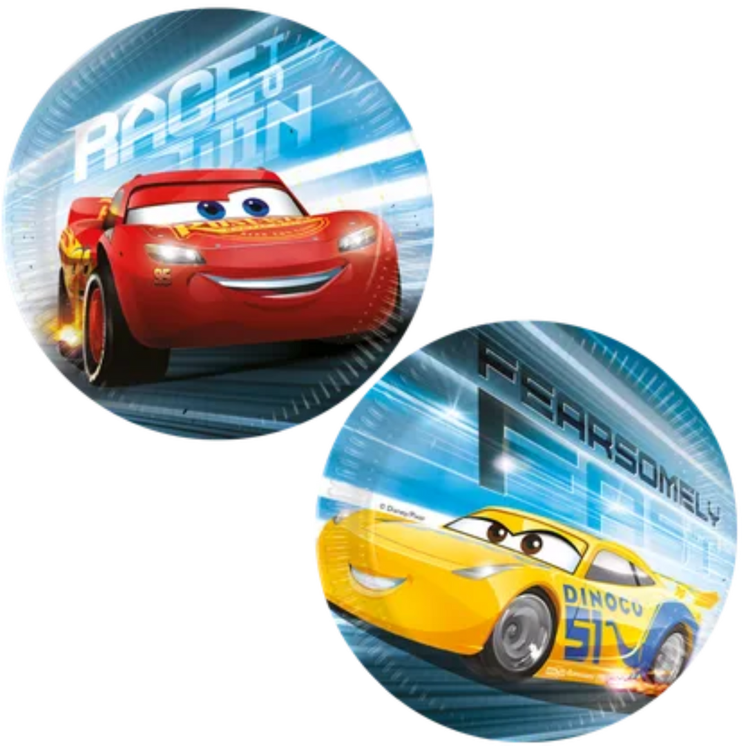 8 st papperstallrikar med Blixen McQueen  tema från Disney Pixar film Cars för barnkalas och fest