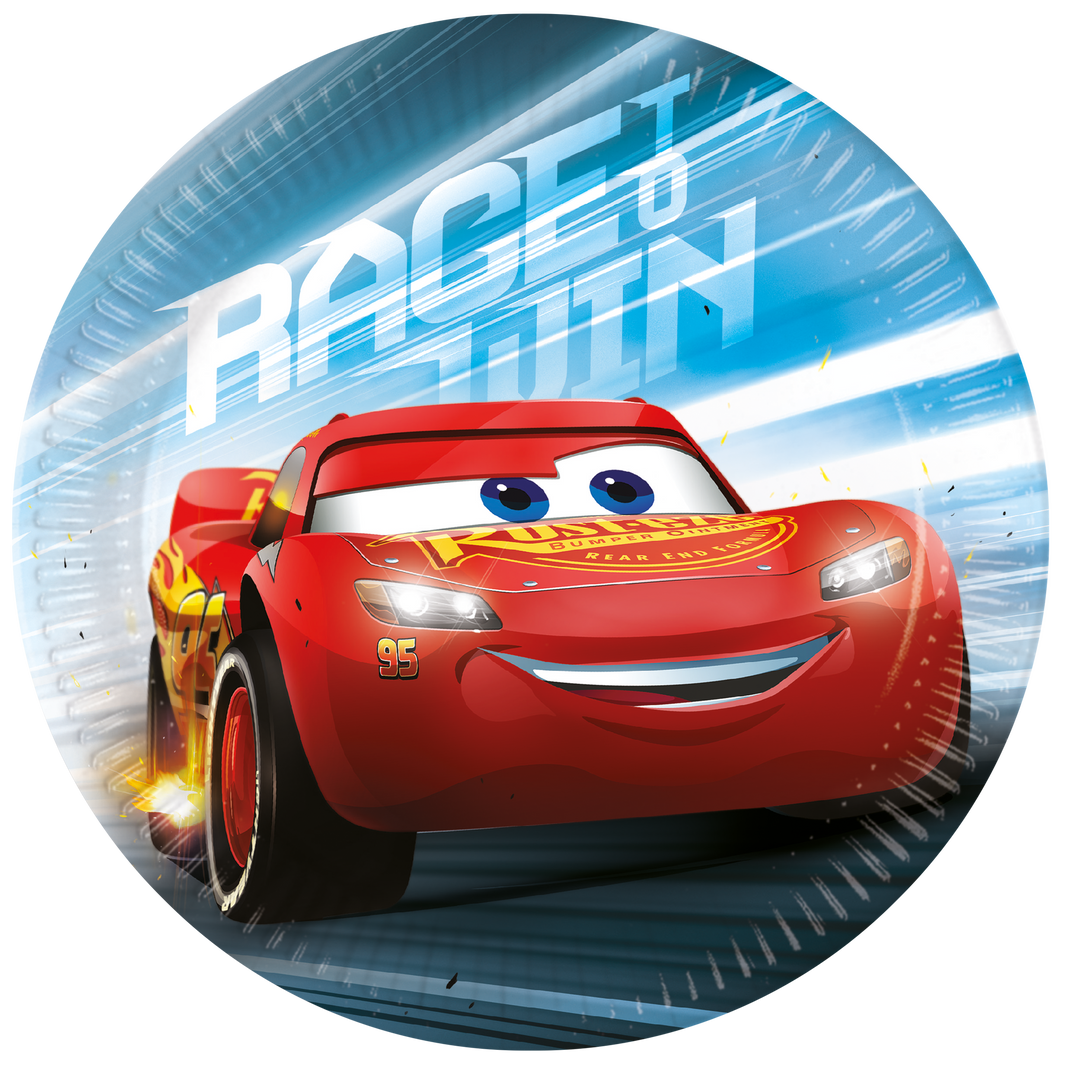 8 st papptallrikar med motiv av Blixen McQueen från Disney Pixar film Cars, för barnkalas och fest