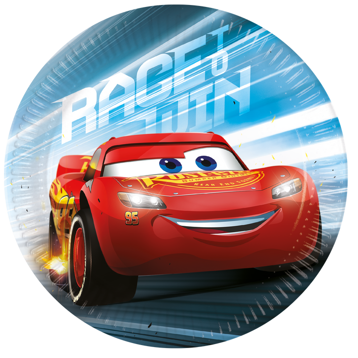 8 st papptallrikar med motiv av Blixen McQueen från Disney Pixar film Cars, för barnkalas och fest