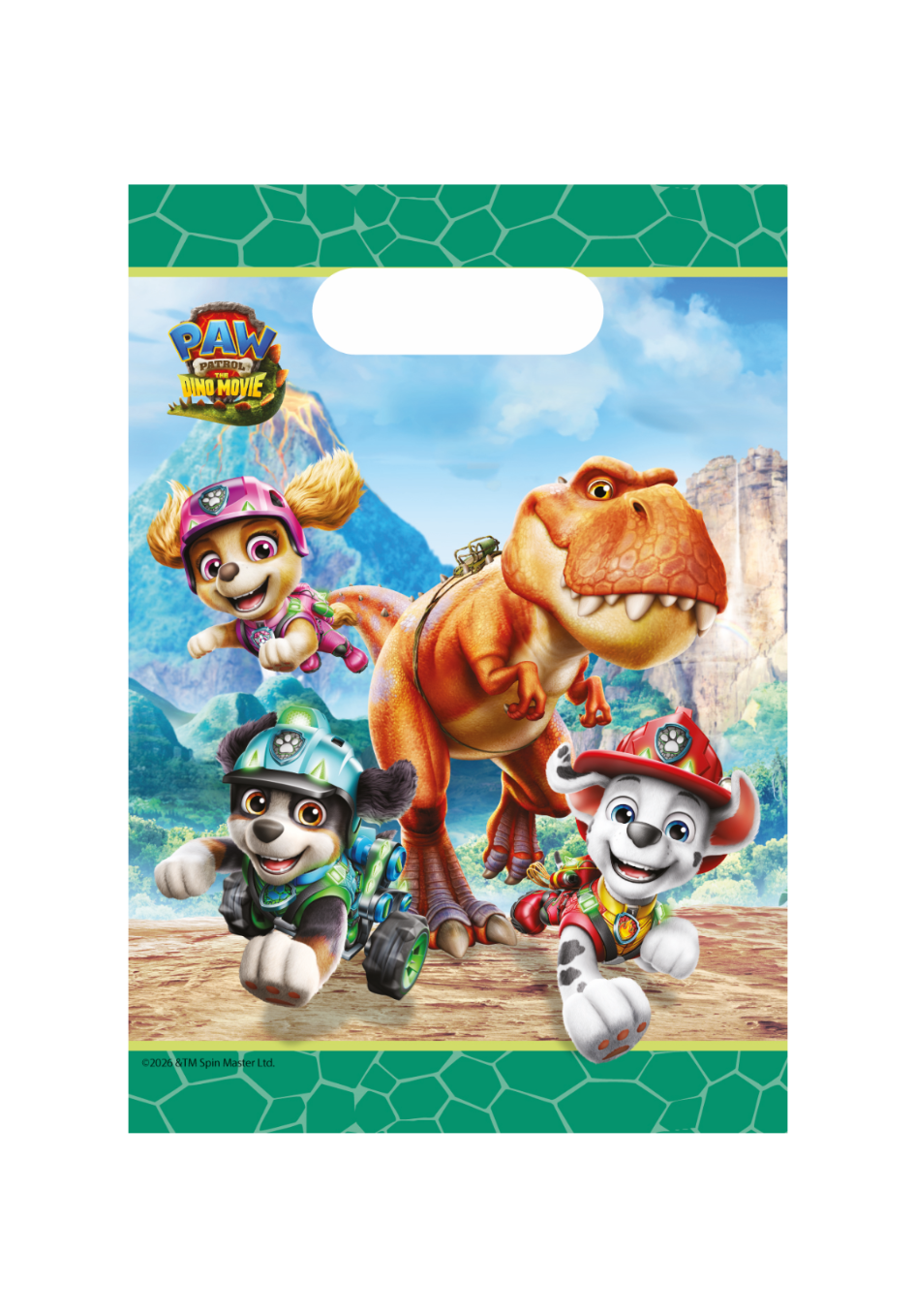 Paw Patrol Dinosaurier kalaspåsar med Skye, Marshall, Rex och söta dinosaurier till barnkalas.