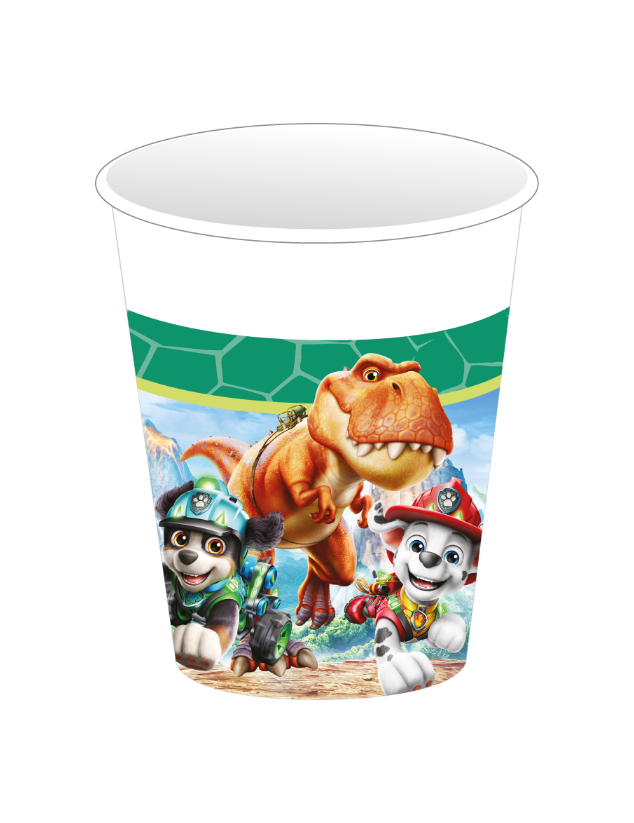 Paw Patrol Dinosaurier pappersmuggar med Rex och Marshall och söta dinosaurier till barnkalas.