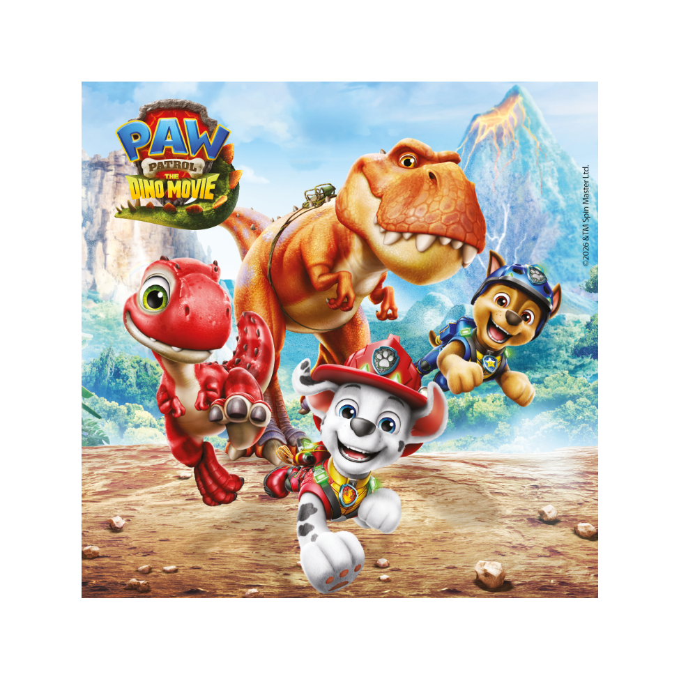 Paw Patrol Dinosaurier servetter med Chase, Marshall och söta dinosaurier till barnkalas.