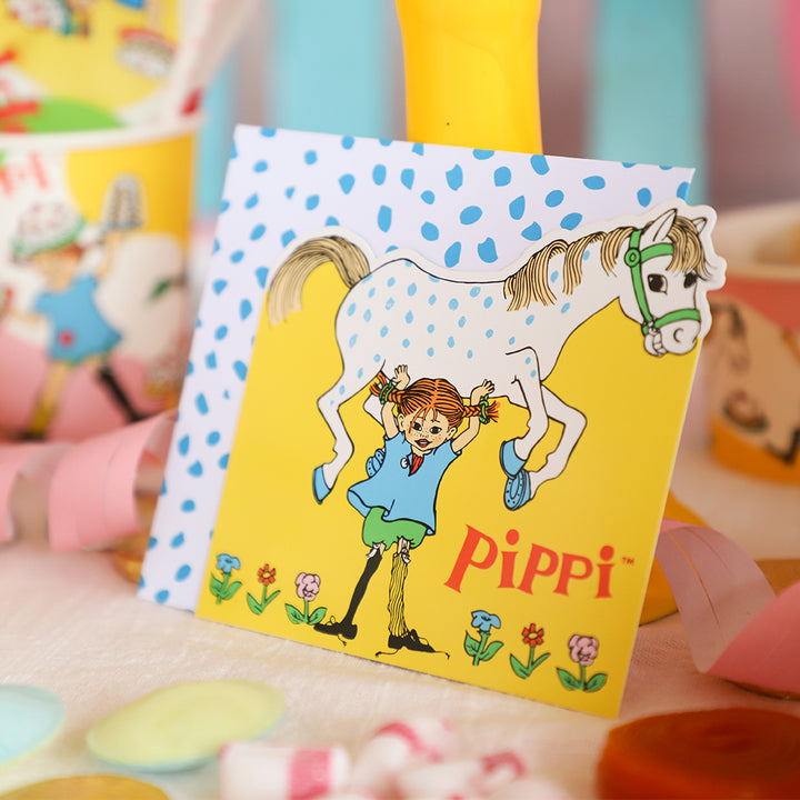 Pippi Långstrump inbjudningskort med kuvert, till kalas och födelsedag.