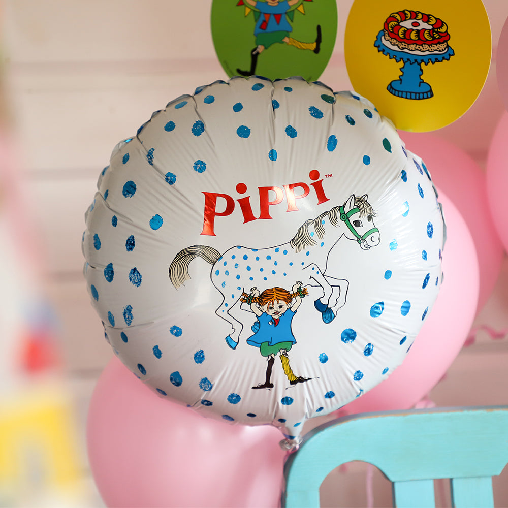 Folieballong med Pippi Långstrump tema dekoration till barnkalas och födelsedag.