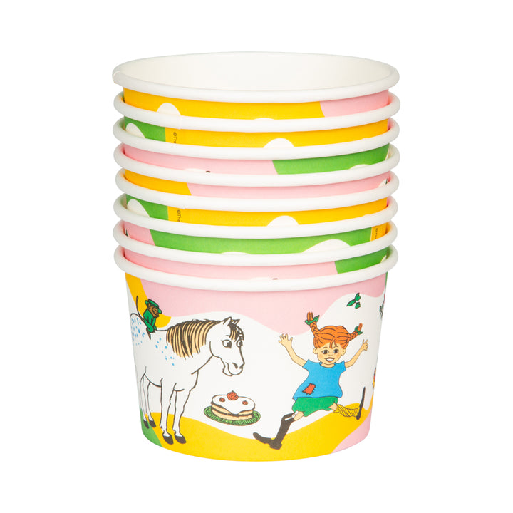 Glassbägare med Pippi Långstrump tema till barnkalas och födelsedag.