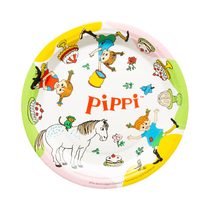 Pippi Långstrump papptallrikar 8-pack  till Pippikalas och barnkalas.