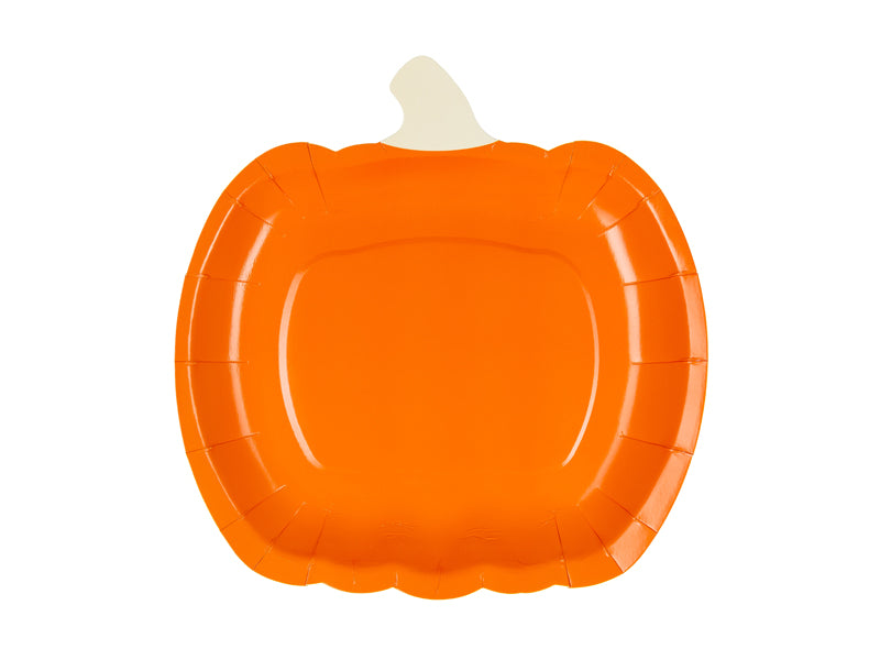 Pumpaformad papptallrik till skördefest, höstfest, halloween och kalas