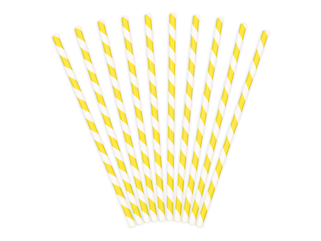 Gula papperssugrör 10-pack för barnkalas, babyshower, dop och festdukning