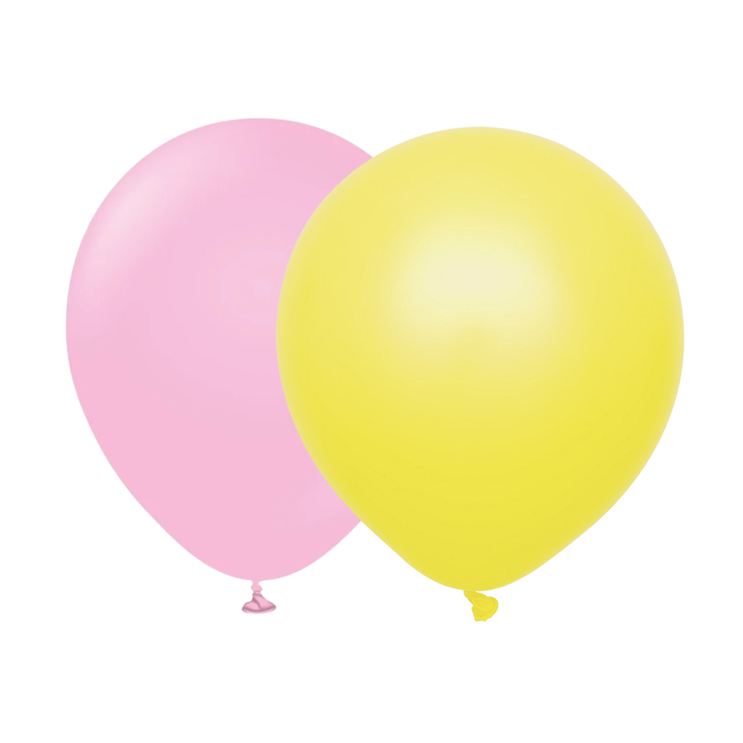 20 latexballonger från Kalisan 30 cm i rosa och gul till barnkalas, babyshower, dop, födelsedag och fest.