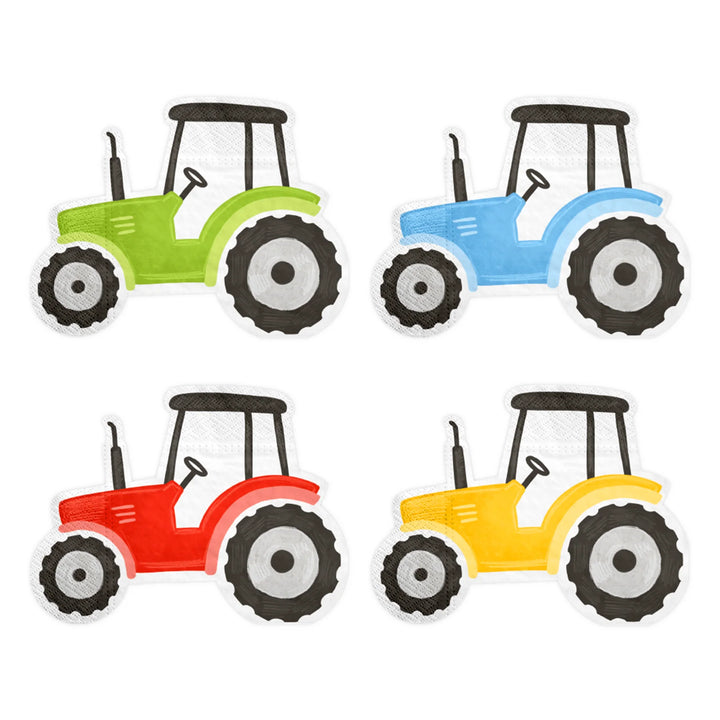 12-pack pappersservetter med traktor-motiv för barnkalas och fordonskalas