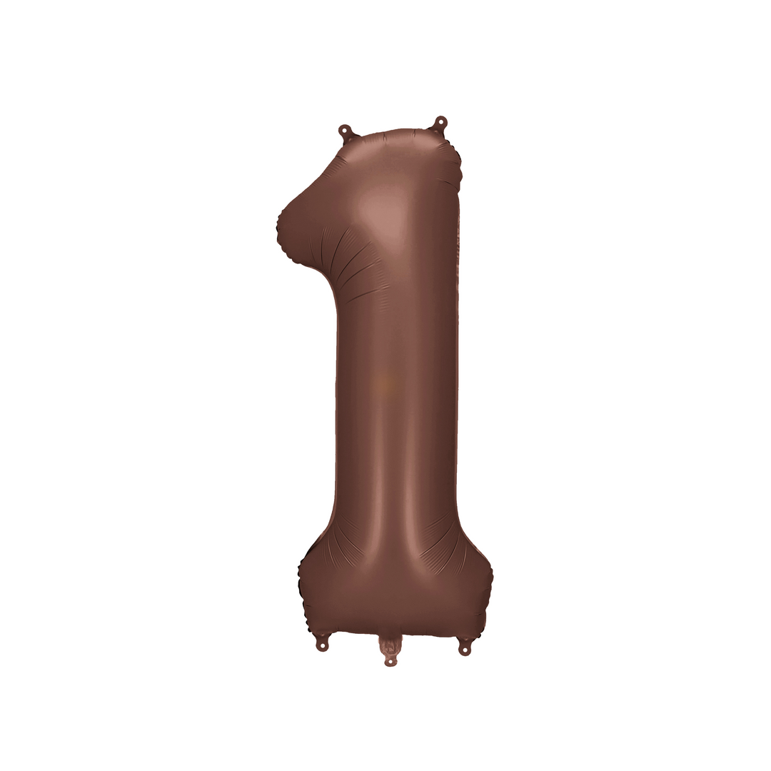 Sifferballong 1 i brun färg, 86cm. Perfekt till fest och kalas.