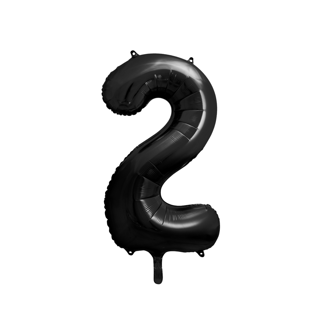 Sifferballong 2 i svart färg, 86 cm. Passar till fest och kalas.