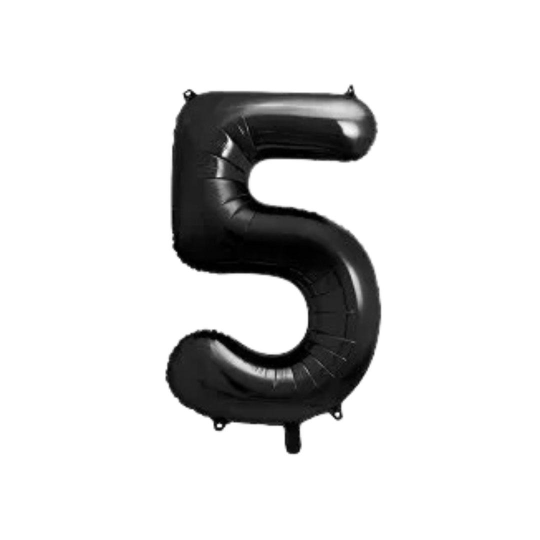 Sifferballong 5 i svart färg, 86 cm. Passar till fest och kalas.