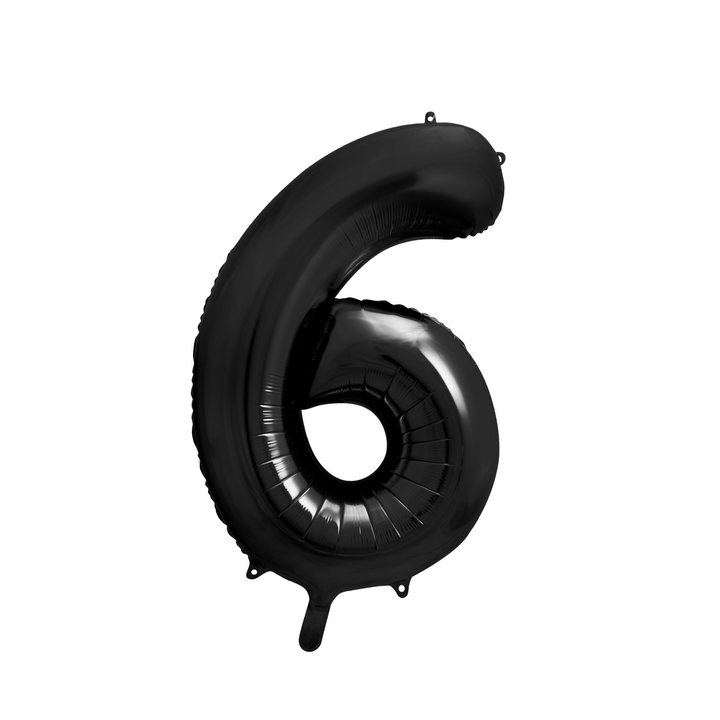 Sifferballong 6 i svart färg, 86 cm. Passar till fest och kalas.