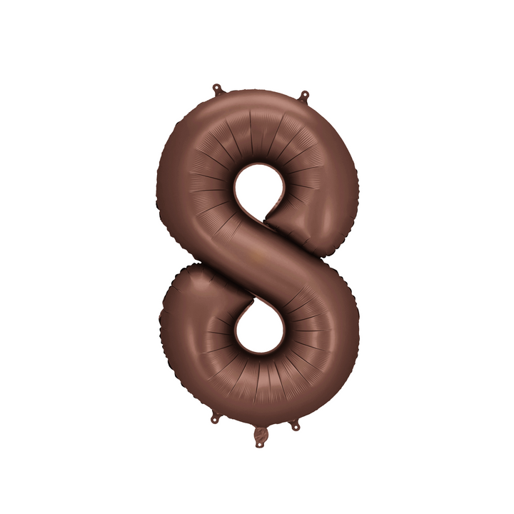 Sifferballong 8 i brun färg, 86 cm. Perfekt till fest och kalas.