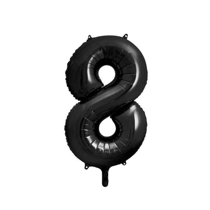 Sifferballong 8 i svart färg, 86 cm. Passar till fest och kalas.