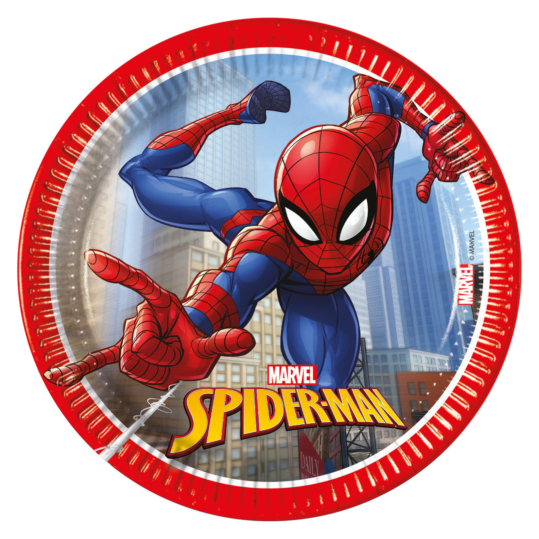 Spiderman pappassietter 8-pack med spiderman-motiv för barnkalas och superhjältekalas.