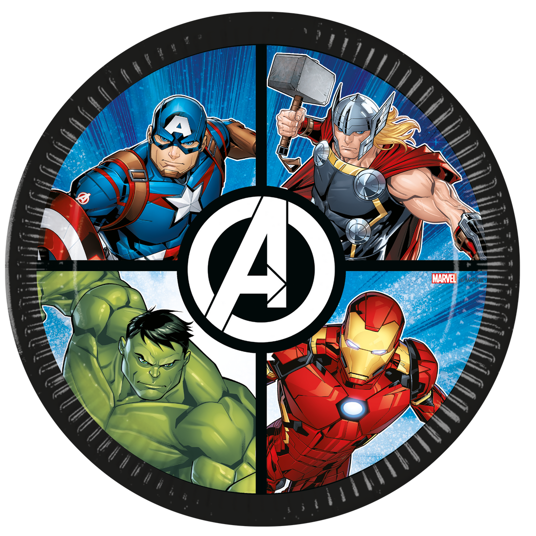 8-pack Avenger papptallrikar 23 cm till barnkalas och fest